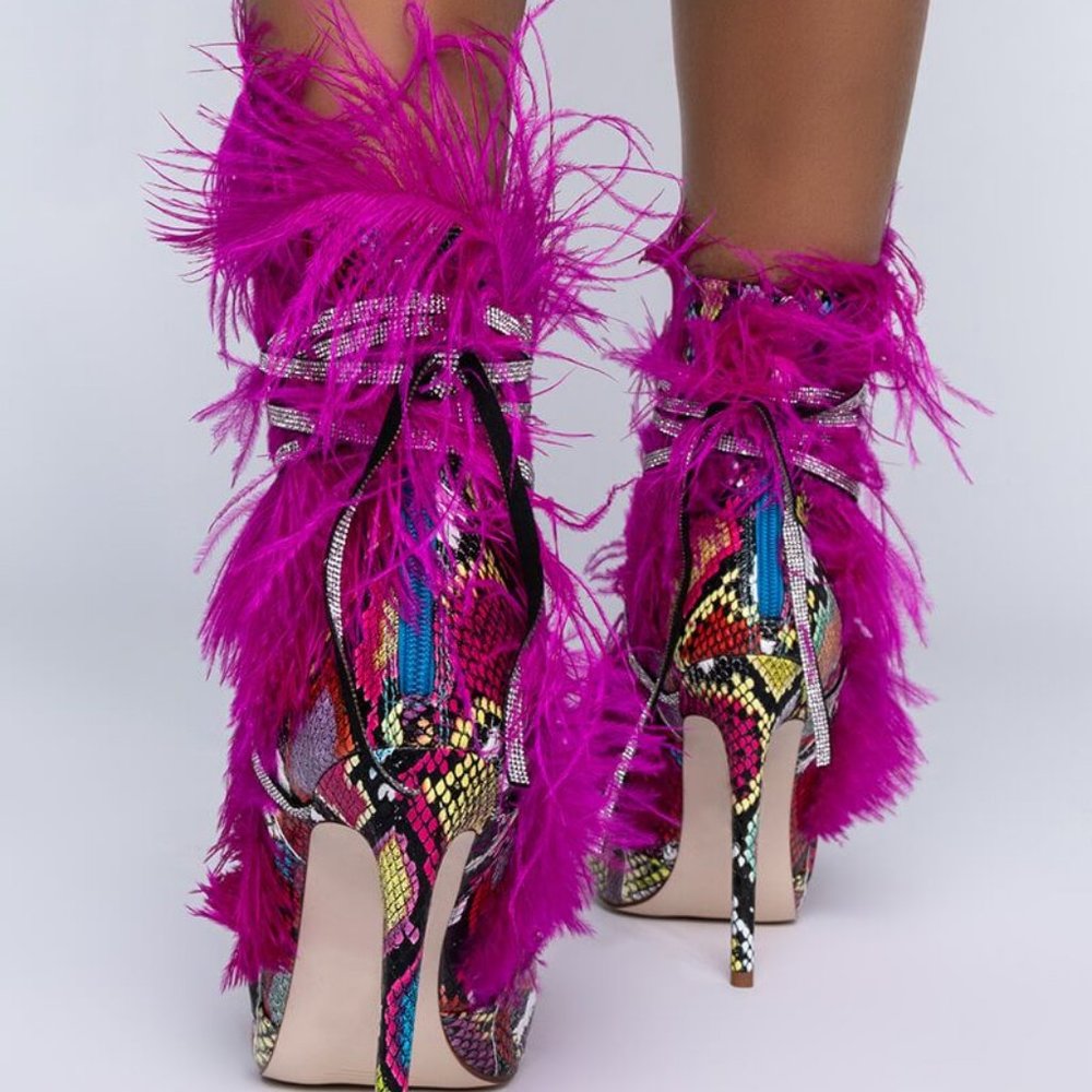 AZALEA WANG KILLER ON THE MOVE STILETTO BOOTIE IN MULTI - Picture 4 of 7